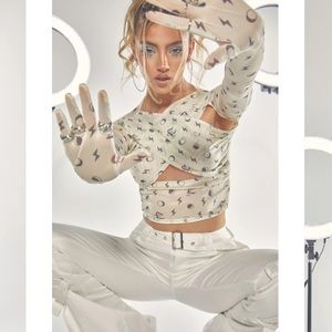 Jaded London Asymmetric wrap fluid jersey top